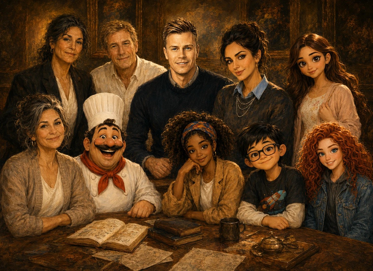 The HowTo Network contributors, together — a painted group portrait